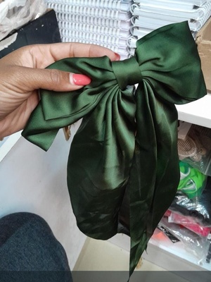 Silk Hair Bow (Green)