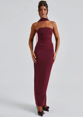 Christine Dress Wine Red